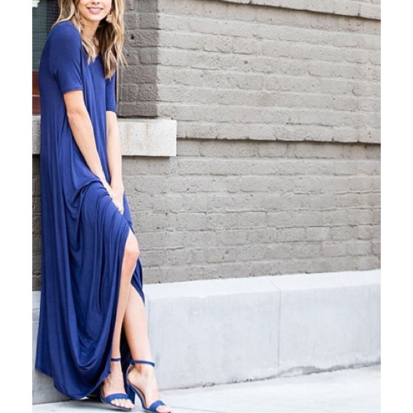 Frumos Dresses & Skirts - Royal Blue Criss Cross Handkerchief Maxi Dress